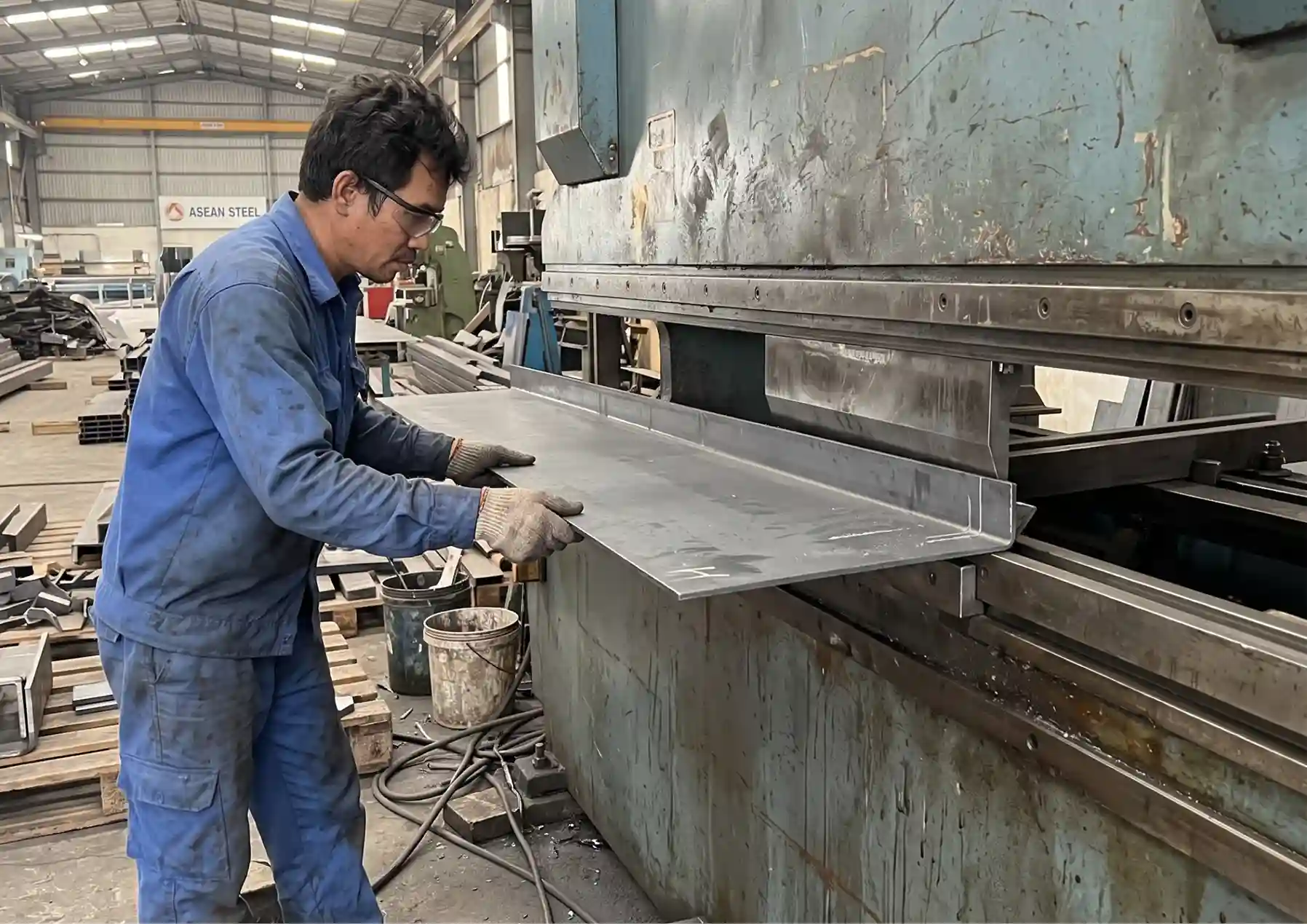 Gia công chấn bẻ định hình CNC thép tấm dài kích thước theo bản vẽ Máy chấn thủy lực CNC bẻ góc định hình thép tấm