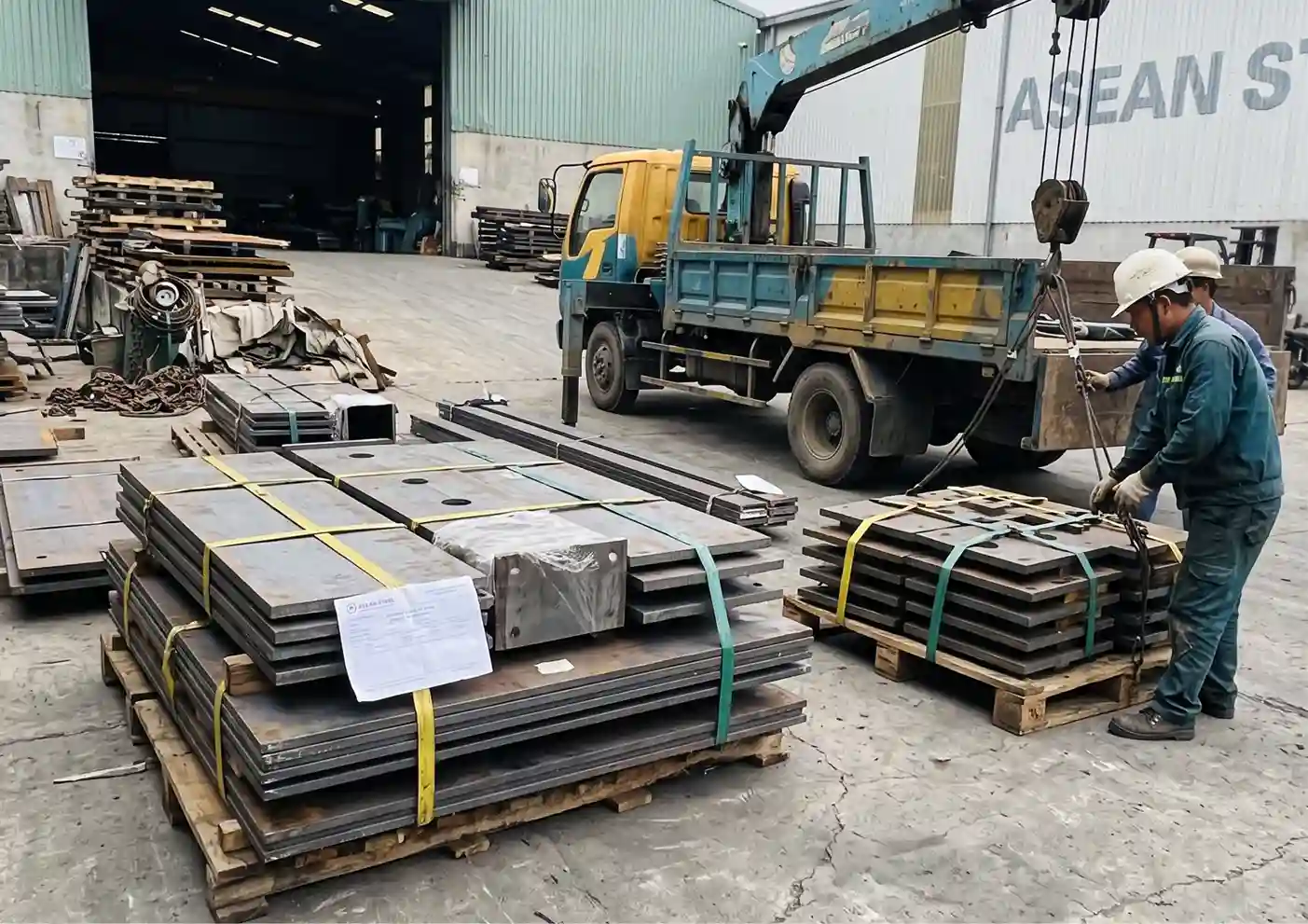 giao hàng thép tấm gia công tận nơi dự án công trình